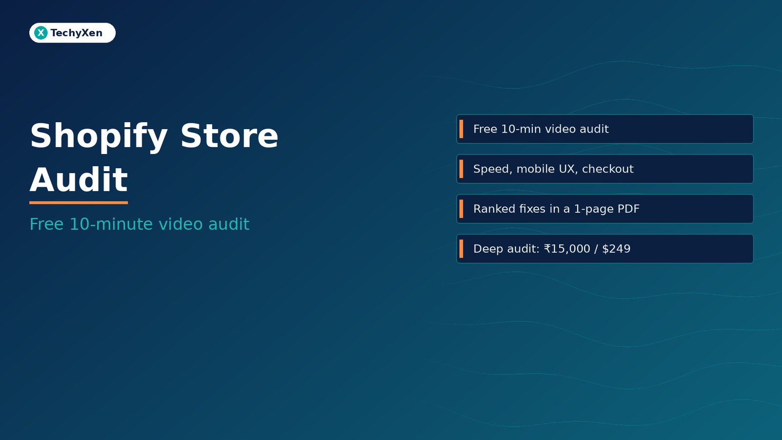 TechyXen Shopify store audit: free 10-minute video audit